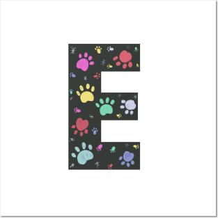 D letter  with colorful paw print Posters and Art